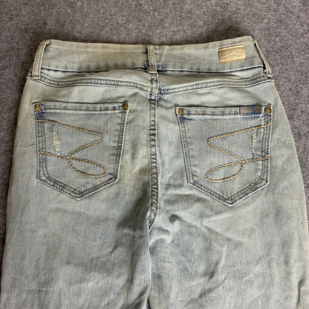 Seven7 Tummyless High Rise Skinny Jeans Light Wash Distressed Women Size 2 27x29 - Picture 10 of 10